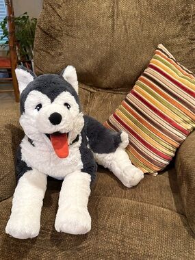 Pre-owned IKEA Dark Gray&White Plush Siberian Husky Realistic 22 1/2”